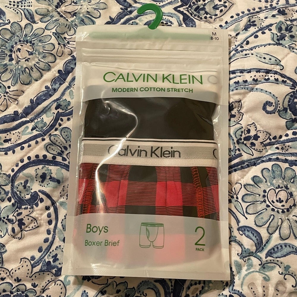 Calvin Klein Boys Red and Black Boxer Brief Set